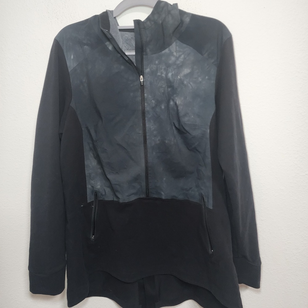 The North Face Womens L/G Black Tie Dye Hooded Jacket‎ Full Zip Pockets Athletic